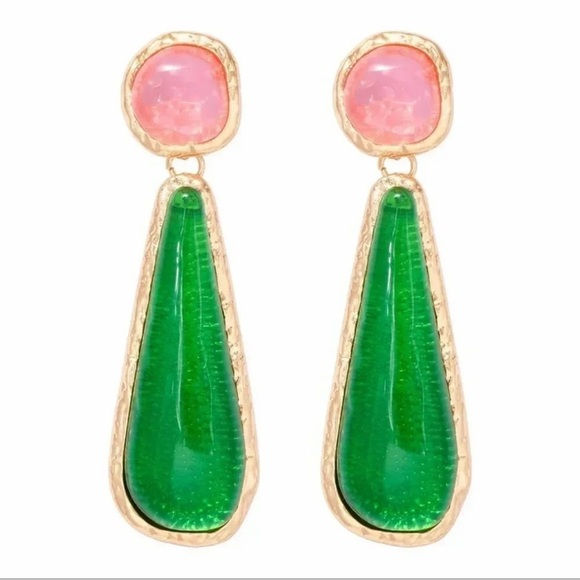 Selena Gomez Gold Pink Green Gold Earrings - Picture 3 of 4